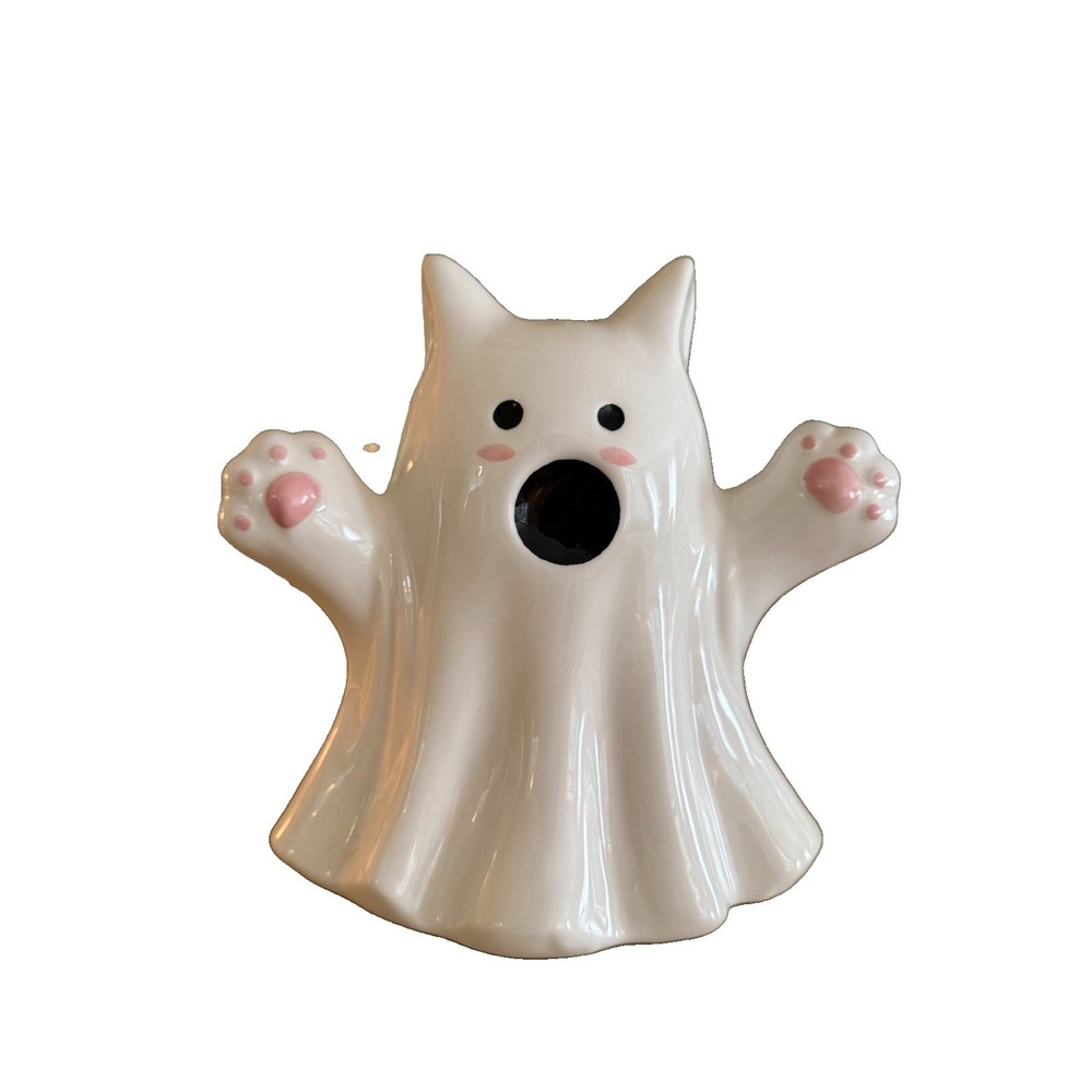 Ghost & Ghoul Large Ceramic Ghost Kitty Cat Halloween Decor Viral